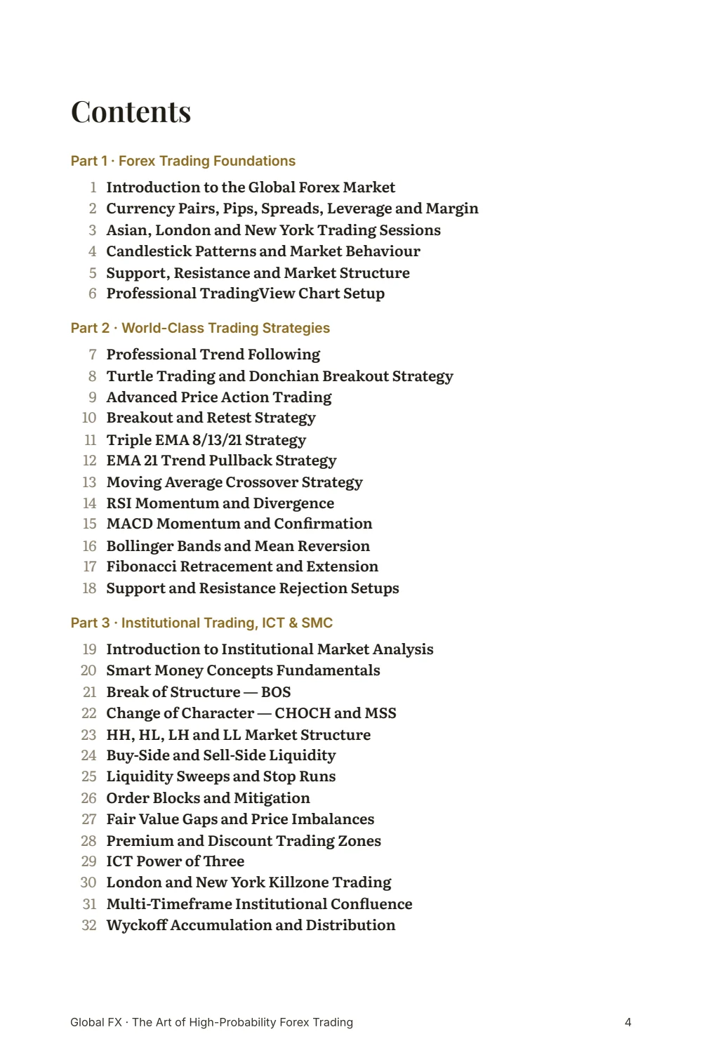 The Art of High-Probability Forex Trading — Table of contents · PDF 4