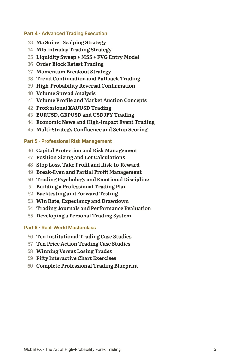 The Art of High-Probability Forex Trading — Table of contents · PDF 5