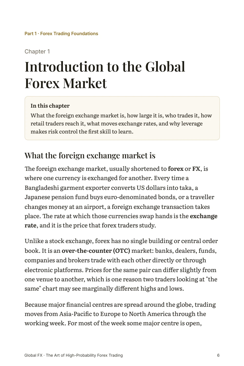 The Art of High-Probability Forex Trading — First chapter — opening page · PDF 6