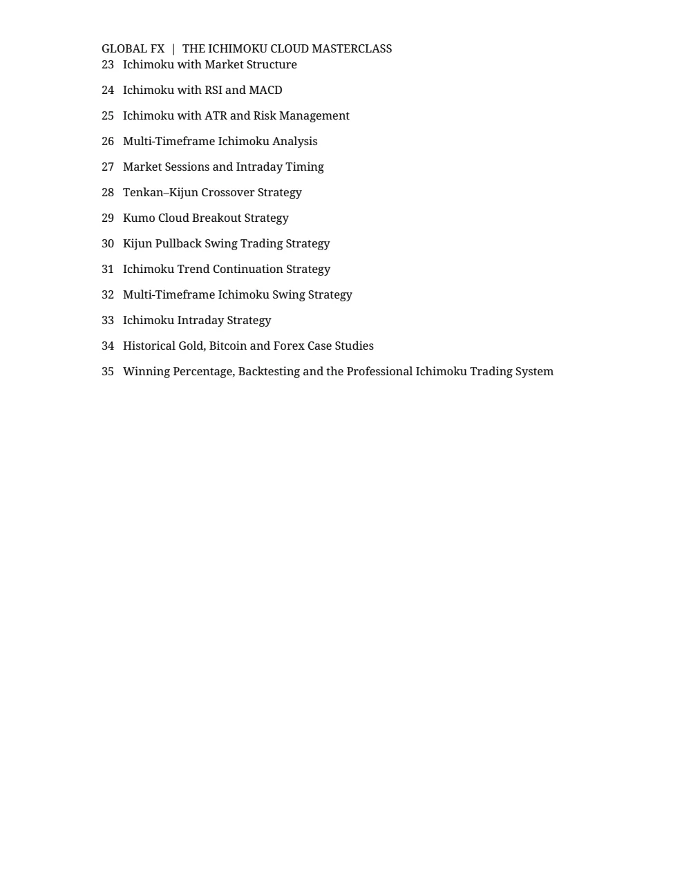 The Ichimoku Cloud Masterclass — Table of contents · PDF 3