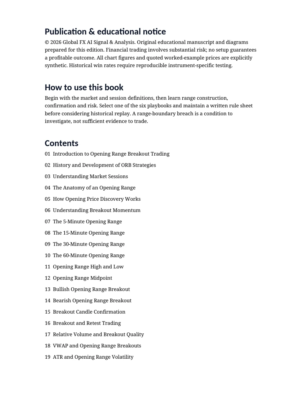 The Opening Range Breakout Masterclass — Table of contents · PDF 2
