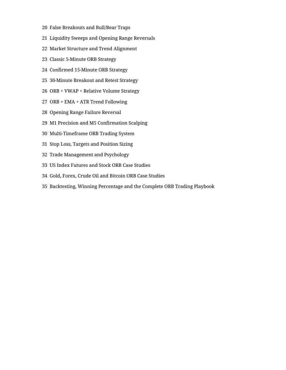 The Opening Range Breakout Masterclass — Table of contents · PDF 3