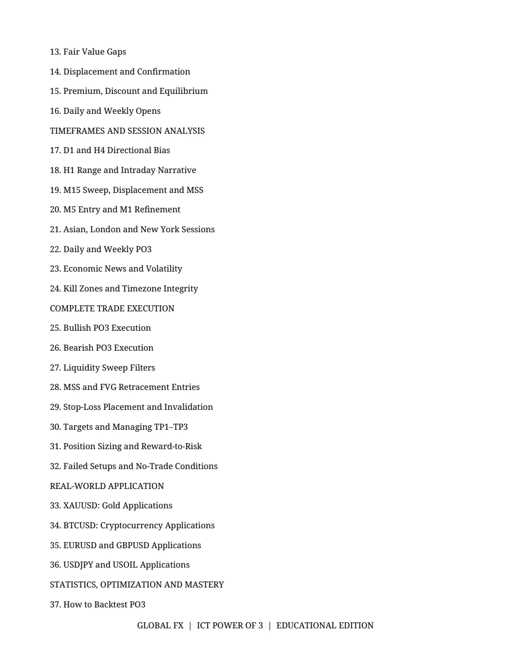 ICT Power of 3 Trading Playbook — Table of contents · PDF 3