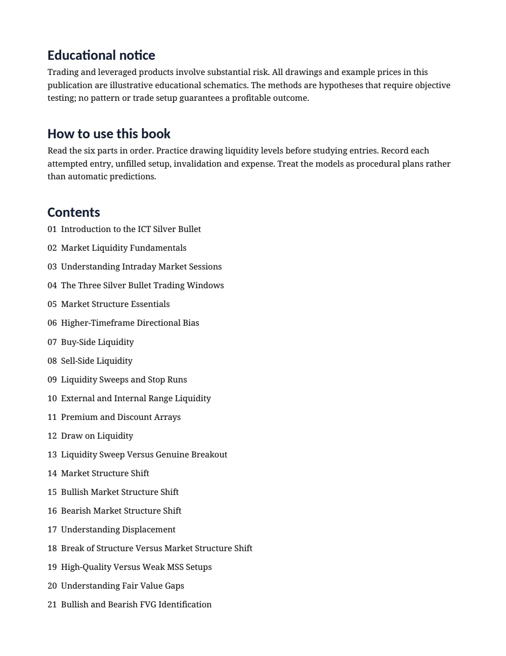 The ICT Silver Bullet Masterclass — Table of contents · PDF 2