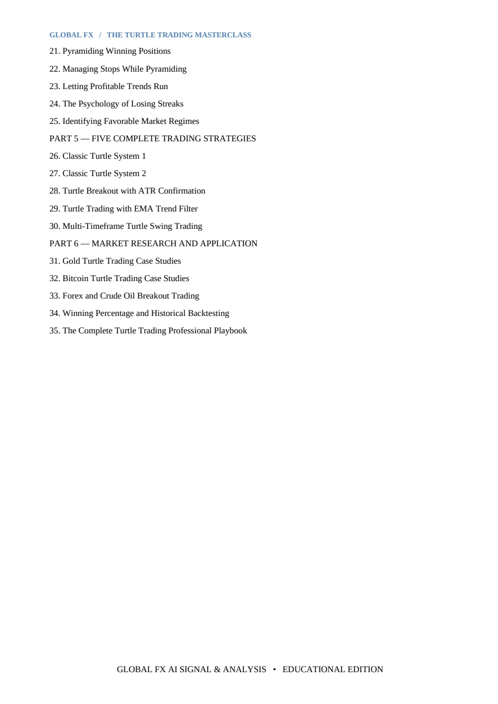 The Turtle Trading Masterclass — Table of contents · PDF 3